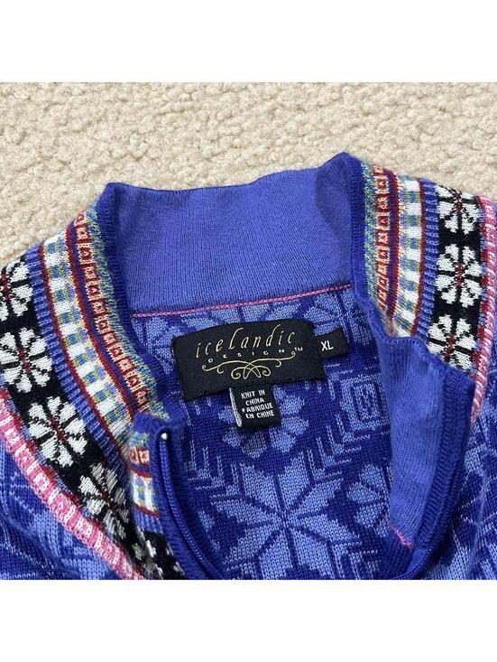 Icelandic Design Womens Blue Nordic Full Zip Sweater Size XL - Picture 4 of 7